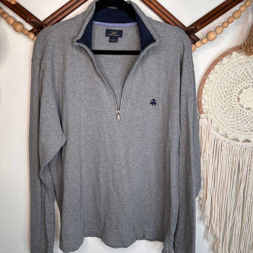 Brooks Brothers 346 Classic Gray Quarter Zip Pullover